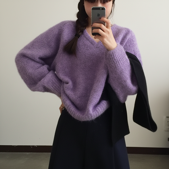 탐리프 여성 브이넥 루즈핏 니트 가을 겨울 니트티