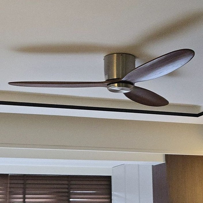 실링팬 거실 저소음 천장 슬림 천정선풍기, 원목 날개 무등 샌드 니켈 바디 월넛, 기본 색상