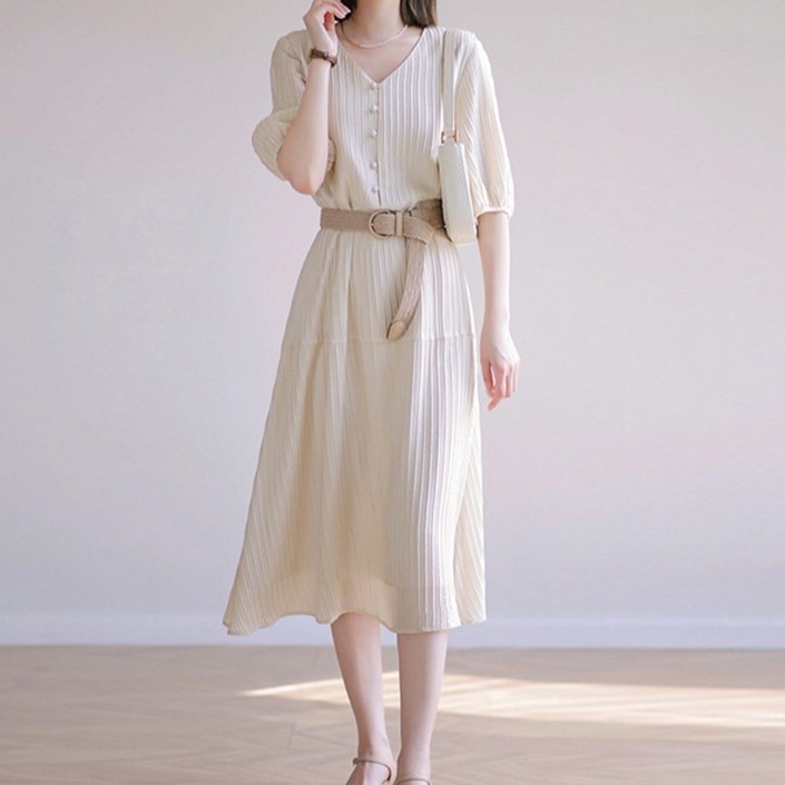 스탠온 여름 벨트 롱 원피스