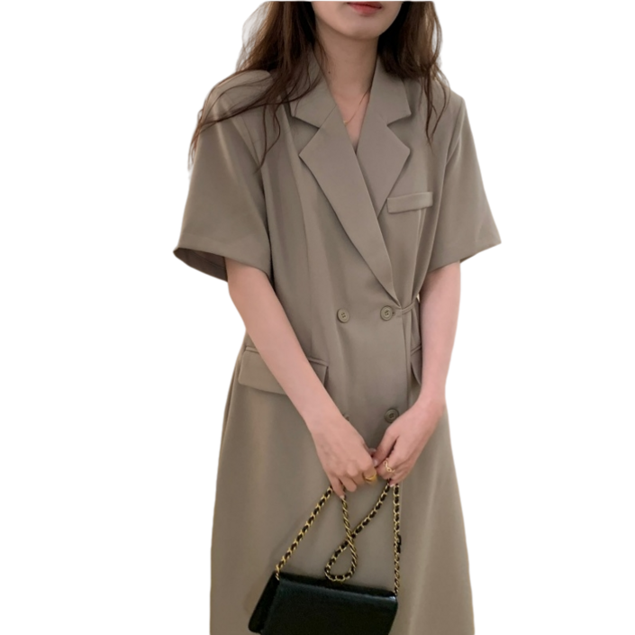 카라 더블 버튼 레이스업 롱원피스 1A21313