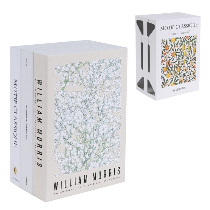 셋톱박스 공유기 정리함 오브제탭 책모양 멀티 수납 전선 케이블, 1개, 윌리엄모리스세트