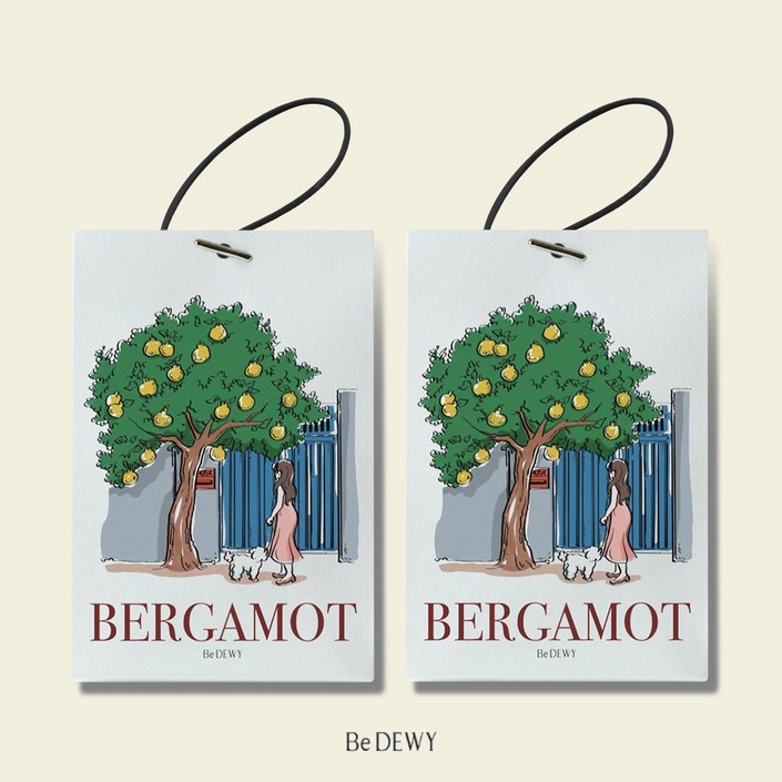 비듀이 퍼퓸 샤쉐 차량용 에어 프레셔너 20g 4종, 베르가못, 2개