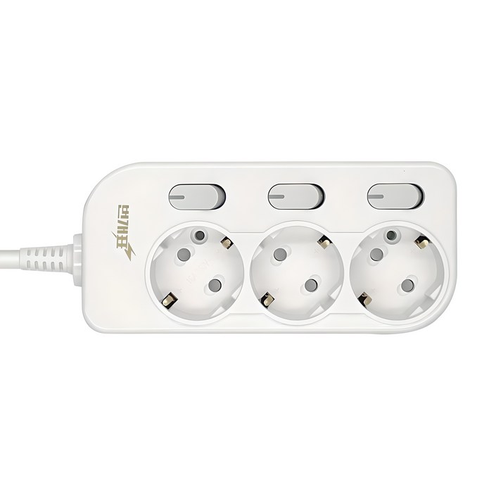 번개표 절전형 뉴개별스위치 멀티탭 3구, 3m, 화이트, 1개