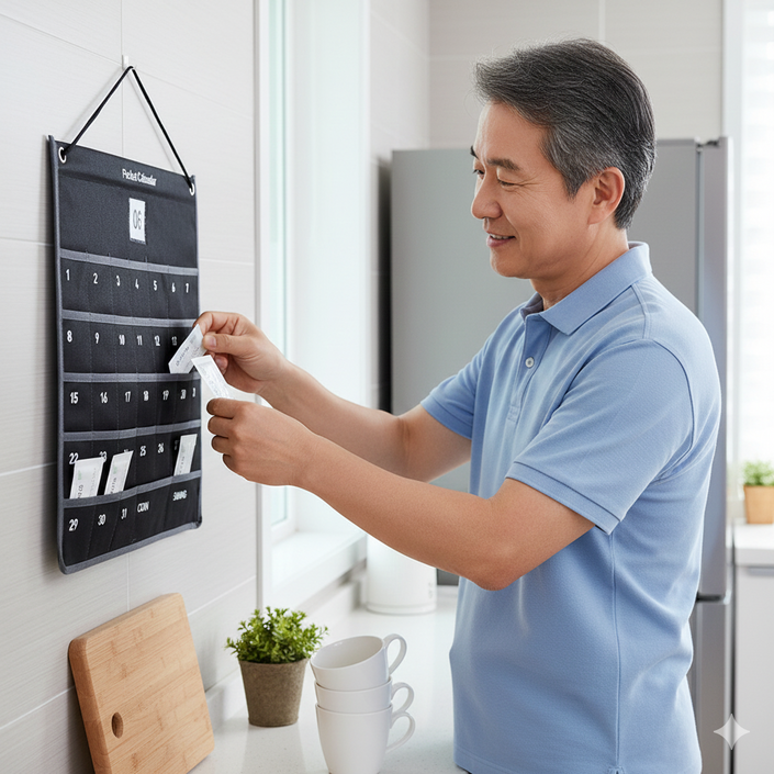 일상채움부직포 벽걸이 약 정리 포켓 달력