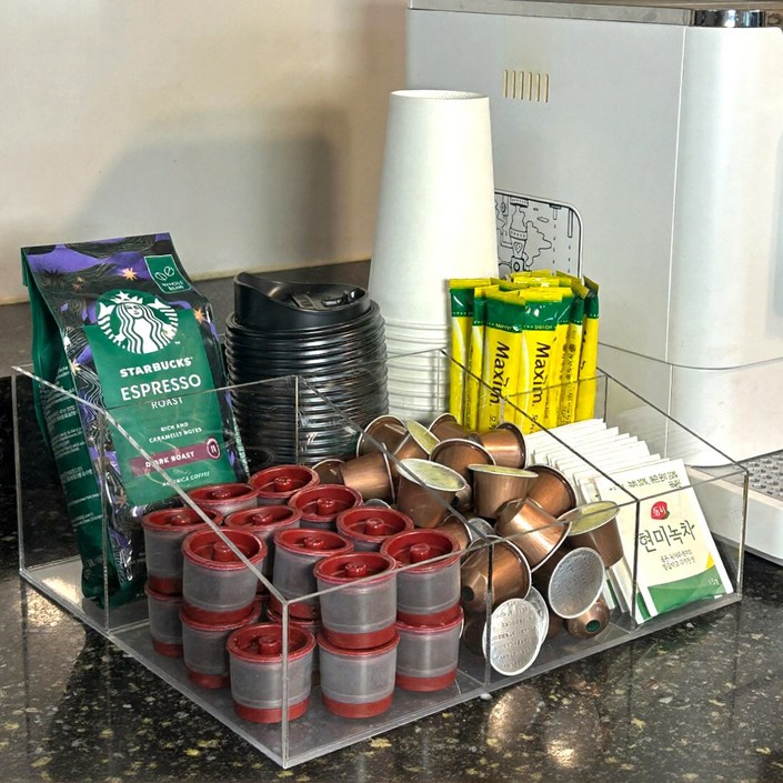 내집내산 탕비실 커피 간식 정리함, 1개, 투명