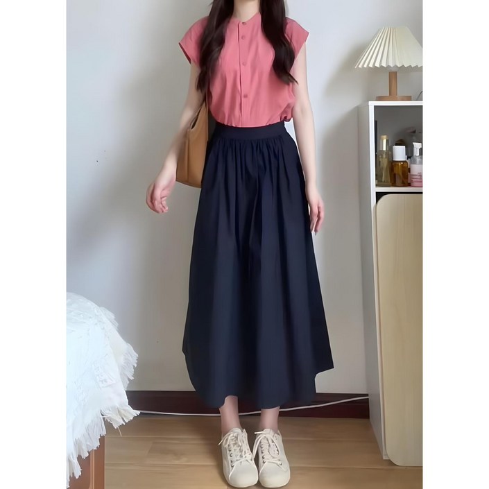 유리아나 여성 여름 핑크셔츠 스커트 세트복 민소매셔츠 미디 스커트 정장투피스 빅사이즈 하객룩 유리아나 여성 여름 핑크셔츠 스커트 세트복 민소매셔츠 미디 스커트 정장투피스 빅사이즈 하객룩