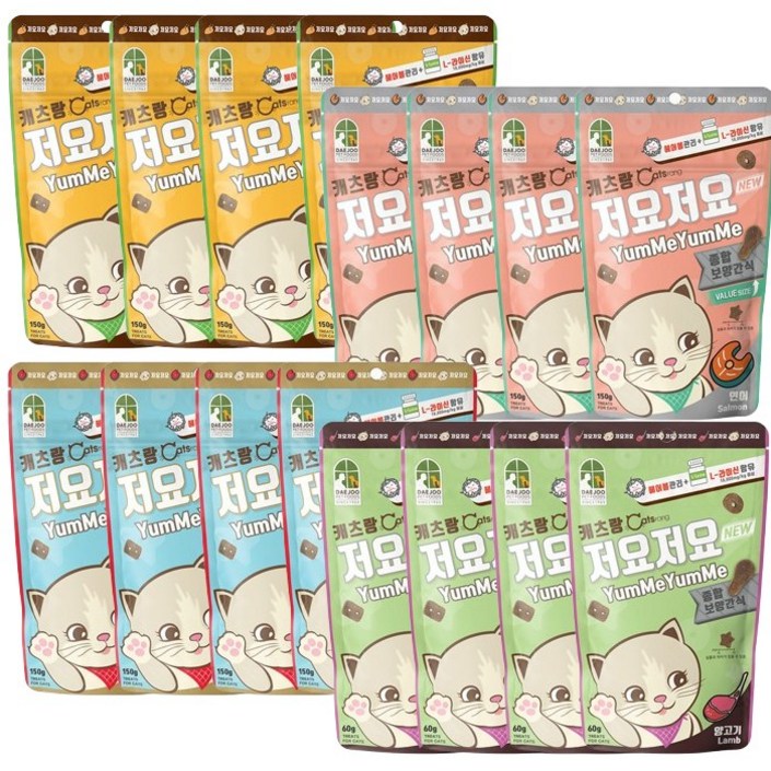 캐츠랑 저요저요 고양이 시리얼 9무 종합보양간식 헤어볼관리 요로건강 구강건강 콤보 60g x 4개씩 16개, 16개, 60g, 콤보맛