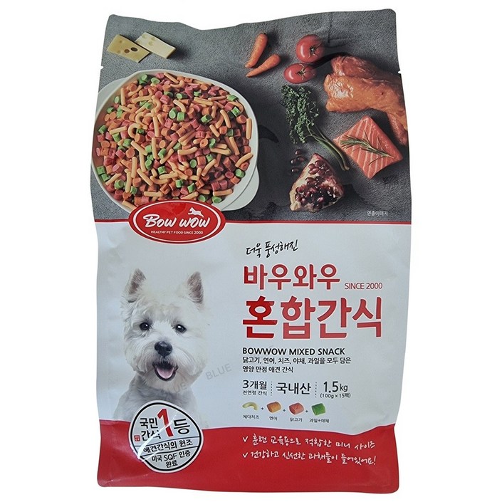 바우와우 혼합 강아지 간식 1.5kg빠른배송 져키