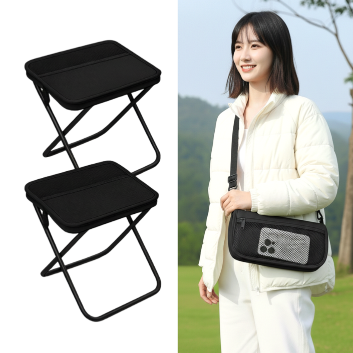 하우모어 11 휴대용 접이식 의자 초경량 대형 120kg 하중, 2개, 블랙