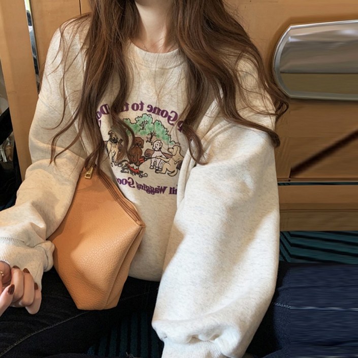 메이킹유 기모편함주의 가을 겨울 레터링 프린팅 기본 라운드 긴팔 티셔츠 루즈핏 캐주얼 데일리 7005레모브기모맨투맨