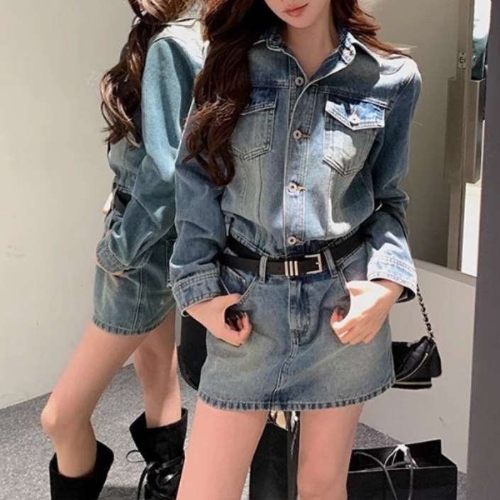 텐미닛스타일 트렌디 캐주얼 데일리 데님 미엘리 원피스