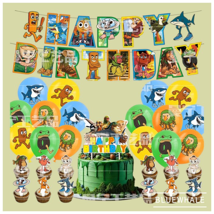 국내배송 당일출고 이탈리안 브레인 롯 ITALIAN BRAINROT 생일 풍선세트 퉁퉁퉁 사후르 트랄랄라 어린이 홈파티 파티용품 이벤트풍선, 1세트