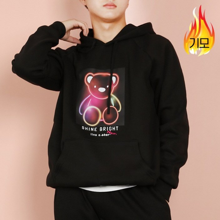 아우라큐 기모 후드티 네온곰 남여공용 빅사이즈 후드