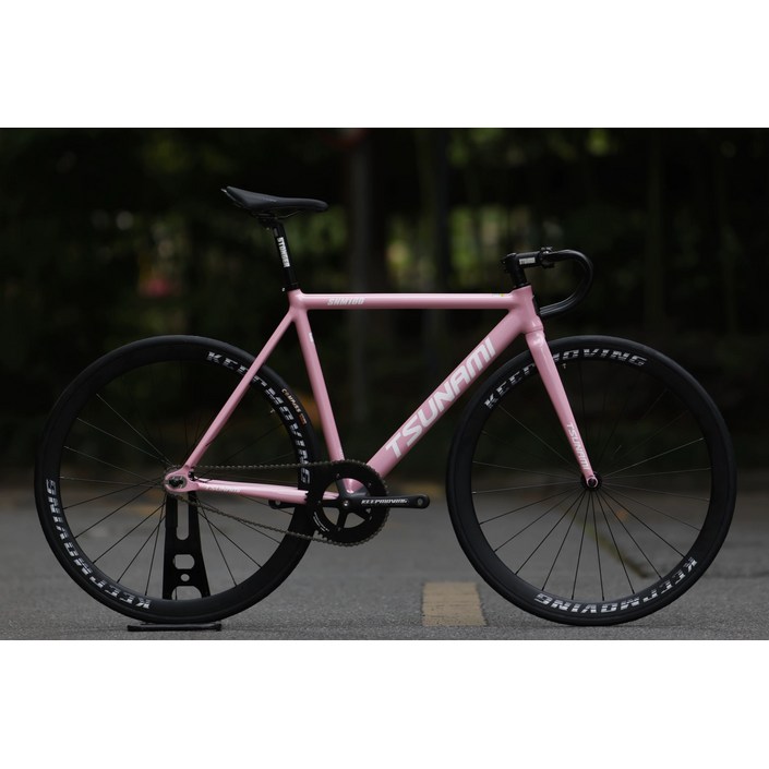 쓰나미픽시자전거 화이트 완차 snm100 전후방브레이크포함 레드와인 S