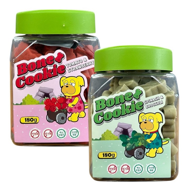 레이지독 본쿠키 강아지 노즈워크 야채 과일 영양 간식 4종, 2개, 180g, 딸기토마토시금치브로콜리