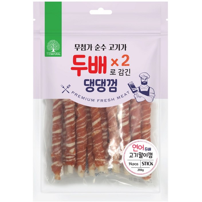 더내추럴 두배댕댕껌 연어껌 200g x 8개 강아지 간식, 연어스틱 14P, 210g, 8개