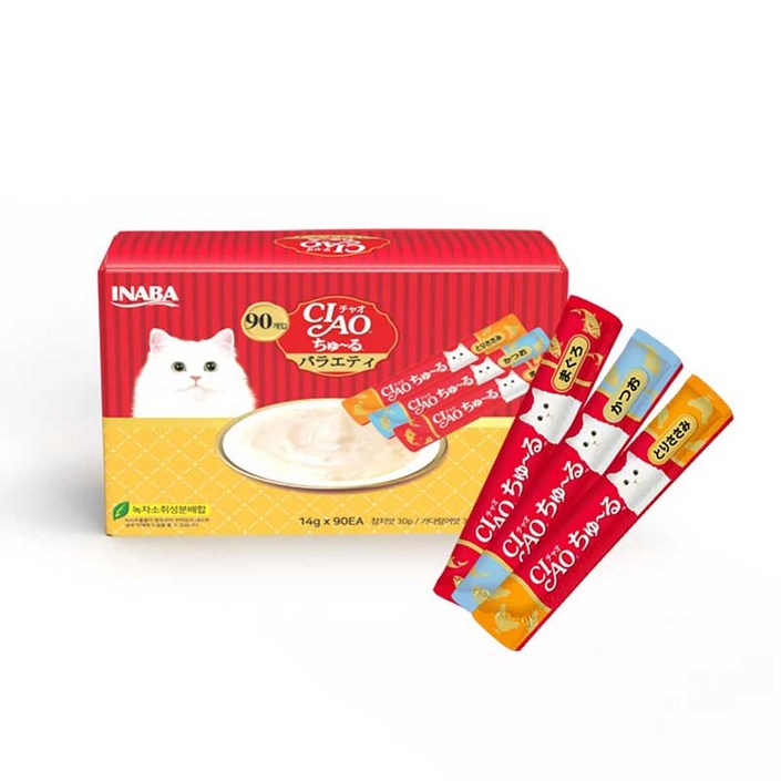이나바 챠오츄르 고양이간식 버라이어티팩 (참치/가다랑어/닭가슴살) 90P, 혼합맛(참치/가다랑어/닭가슴살), 1.26kg, 1개