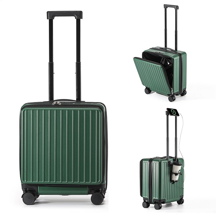 YINUO 3년무상AS 프론트 오픈 20인치 기내용 캐리어 USB 충전포트 핸드폰 거치대 멀티 여행용 케리어