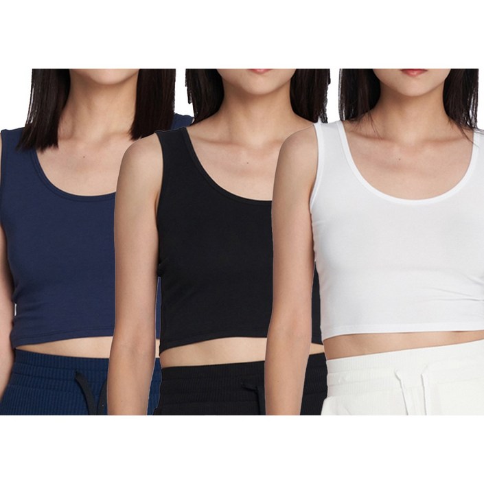 24COMMA CATS006 시티 올 데이 텐셀 모달 여성 크롭 런닝나시 3p