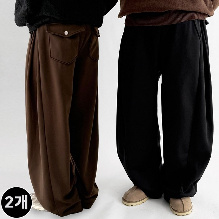 11 사계절 빠델 백 포켓 포인트 사이드핀턱 벌룬 와이드 트레이닝 스웻 커브드 팬츠 회색 트레이닝팬츠 기모 바지