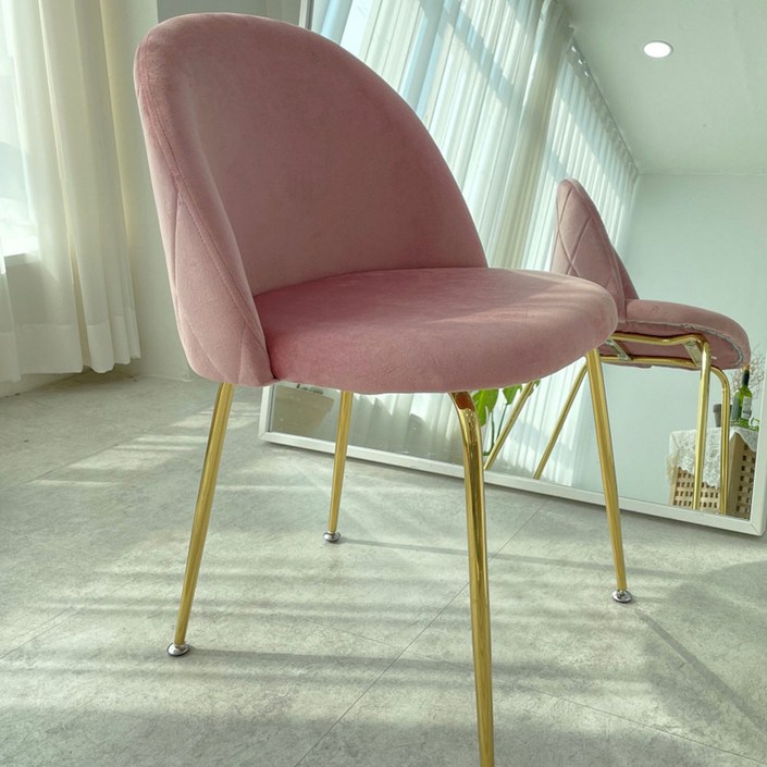 올데이즈 골드 벨벳 퀄팅 인테리어 의자, 핑크 20221022