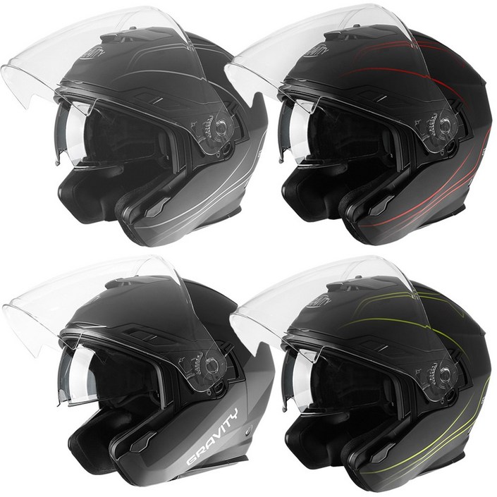 눈부심 방지 이너바이저 내장 오토바이 바이크 스쿠터 헬멧 배달용 퀵용 용품 그라비티 G-11 PLUS 오픈페이스, 블랙/그레이 20221202