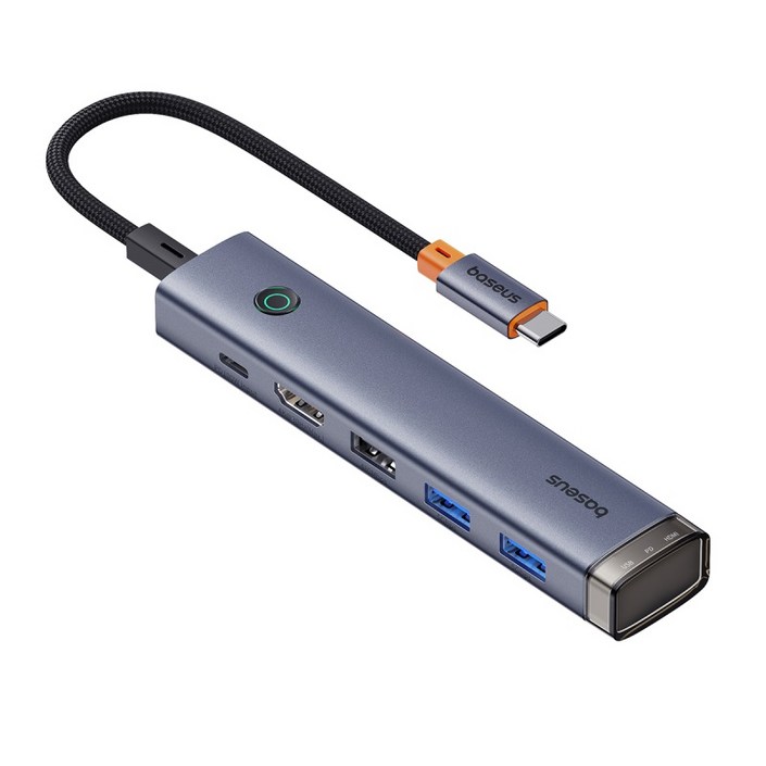 베이스어스 UltraJoy 시리즈 6포트 허브 HDMI USBC PD100W 화면 잠금 버튼