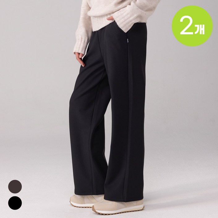 에버라스트 1+1 여성 와이드팬츠 겨울 기모바지