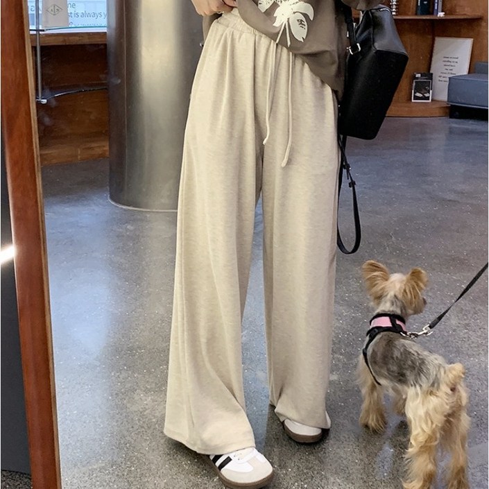 큐엔유 여성 캐주얼 쫀득 찰랑 와이드 트레이닝 밴딩 팬츠 롱 숏 기장