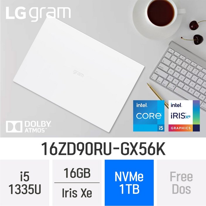 당일출고새학기시즌 LG전자 2023 그램16 13세대 16ZD90RUGX56K  최신형 업무용 노트북 파우치무선마우스밸류팩 증정, 16ZD90RUGX56K, FREEDOS, 16GB, 1TB, 코어i5, W