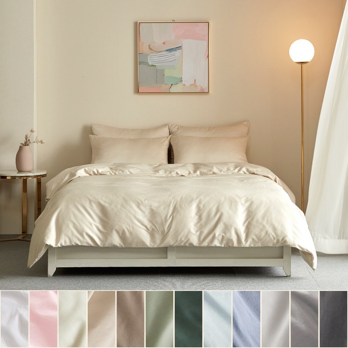 특급호텔침구 60수 사틴면 100 300T 이불커버 솔리드 SSQK12컬러, 올리브그린