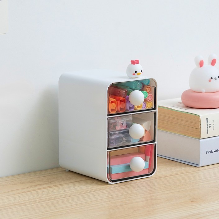 YOUNG 공간 활용 끝판왕 3단 슬라이딩 데스크 수납함 미니 책상 정리함 소품 정리 박스