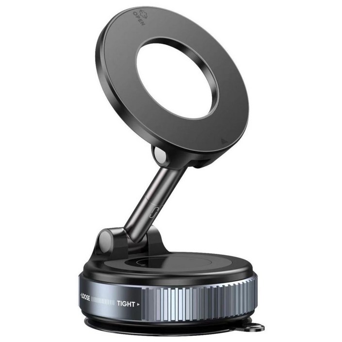 텔럽 맥세이프 360도 회전 접이식 진공 흡착식 차량용 거치대 전차종, 블랙, 1개