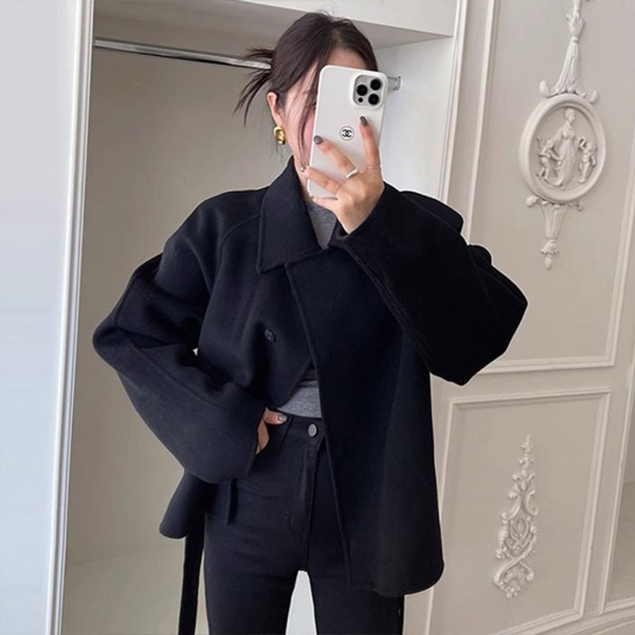 라라홀리 케이프 심플 벨티드 하프 숏 자켓 코트 라라홀리 케이프 심플 벨티드 하프 숏 자켓 코트