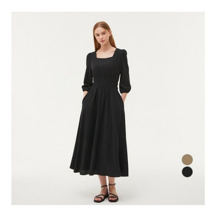 플라스틱아일랜드스퀘어넥 스모킹 원피스 WO381Q3