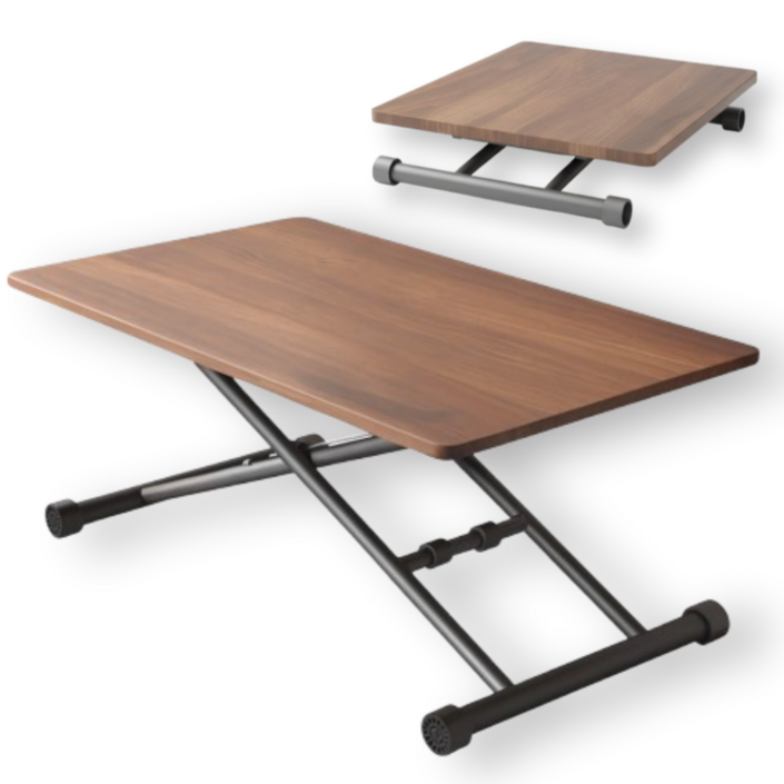 모디룸 접이식 높이조절 테이블 쇼파 리프트업 거실 탁자 좌식, 월넛우드1200