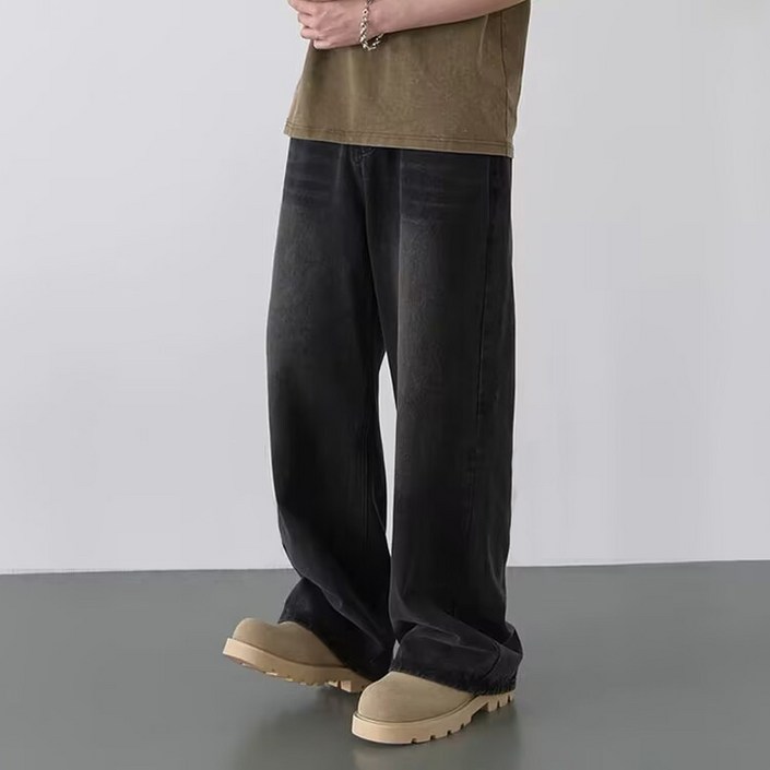 니드오브 남성 세미 와이드 청바지 워싱 데님 팬츠