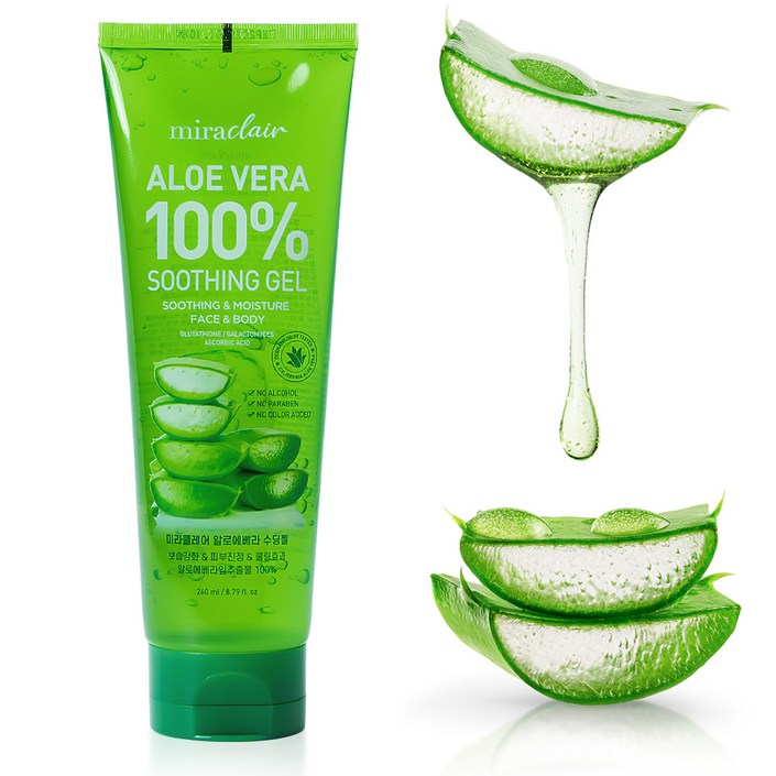 미라클레어 알로에베라 순도100 무알콜 수딩젤 수분가득, 1개, 260ml