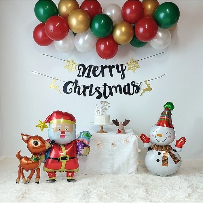 파티아일랜드 크리스마스 벌룬 클라우드 풍선 가랜드 패키지 생일파티용품 생일 축하 HBD, 산타 벌룬클라우드 가랜드세트 20221228