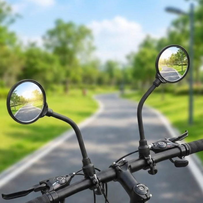 자전거 손잡이 장착 사이드미러 좌우 한쌍, 2개, 검정색