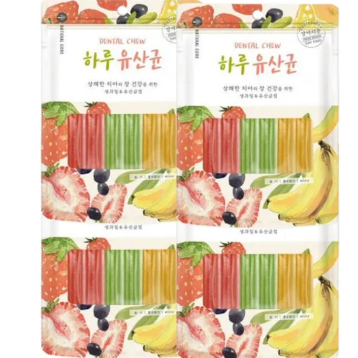 네츄럴코어 하루유산균 애견개껌 간식 과일혼합 12p,베게 덴탈껌 사은품증정, 본품, 72g, 4개