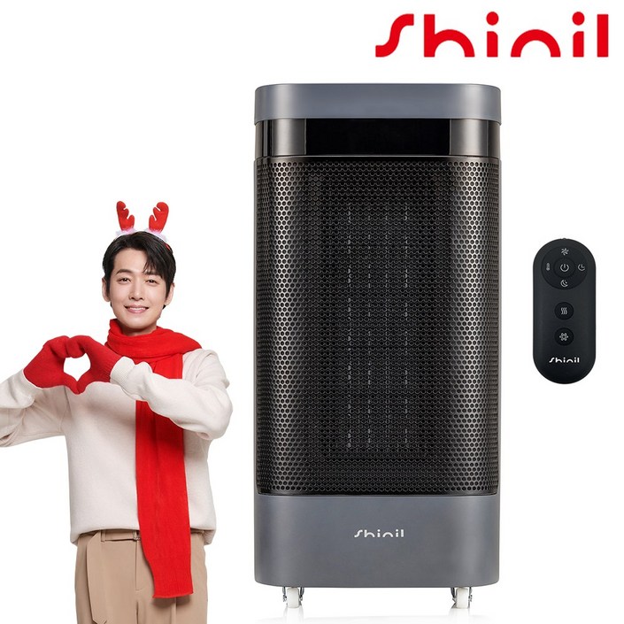 BEST<신일 정품> 당일출고 이동식 초강력 3000W PTC 전기 온풍기 전용 리모컨 3초 즉각발열   그레이