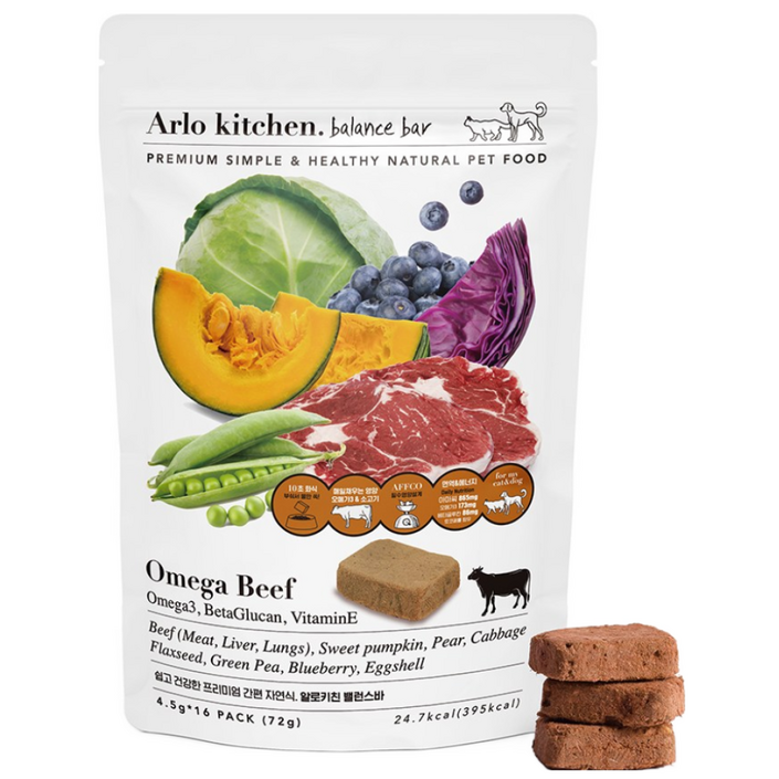 알로키친 강아지 오메가3 발바닥 습진 치료 자연식 오메가비프 16개입, 1개, 72g