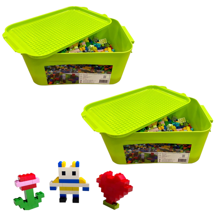 레고 호환 블럭 1000피스 + 정리함 (2세트), 혼합색상, 2개