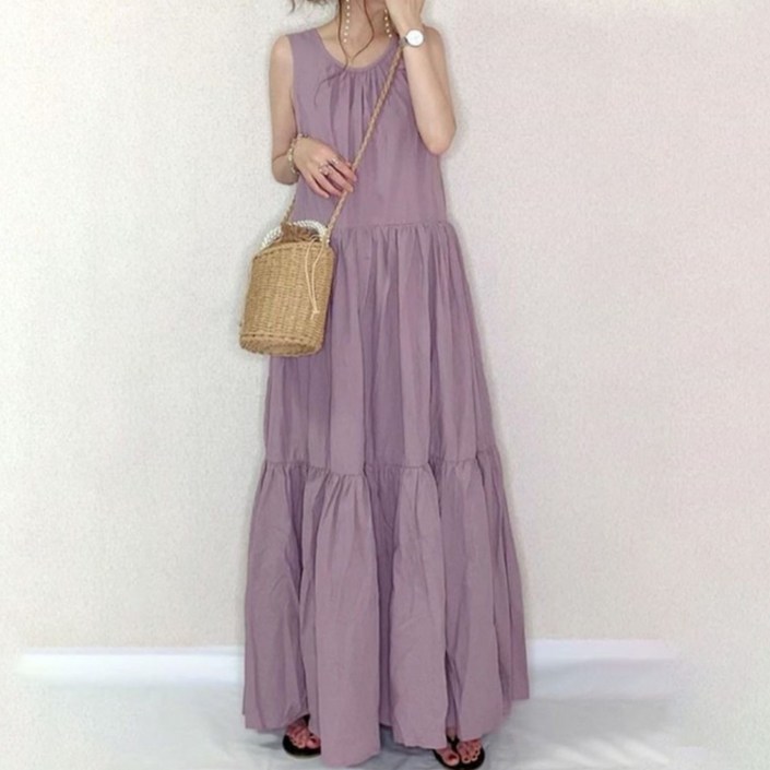 백 포인트 플리츠 롱 원피스 더프랑