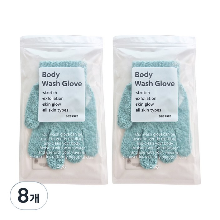 나무엔 각질제거 샤워글러브 양손 세트, 민트, 8개, 2개입