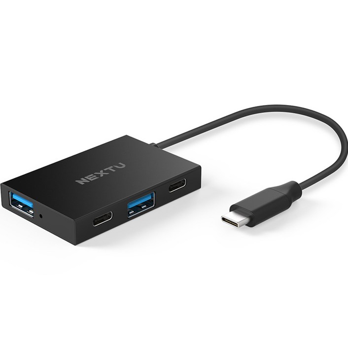 넥스트유 USB3.2 Gen2 10G USBAC 4포트 무전원 허브 NEXT3422U310G, 블랙