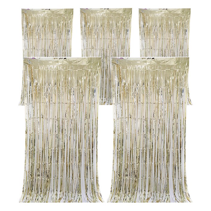 코히모 파티 장식 커튼 5W0328, 5개, 샴페인골드