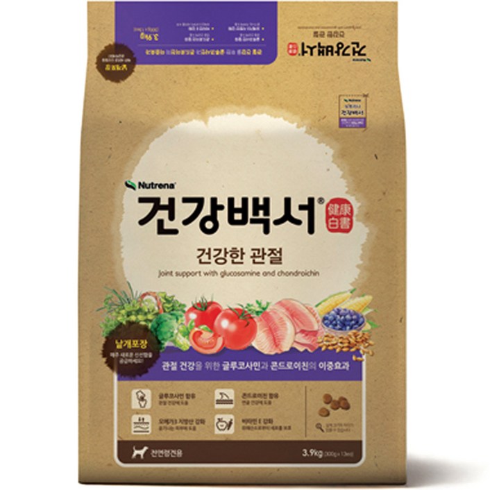 건강백서 전연령 생선 건강한 관절 애견사료, 뼈/관절 강화, 3.9kg, 1개