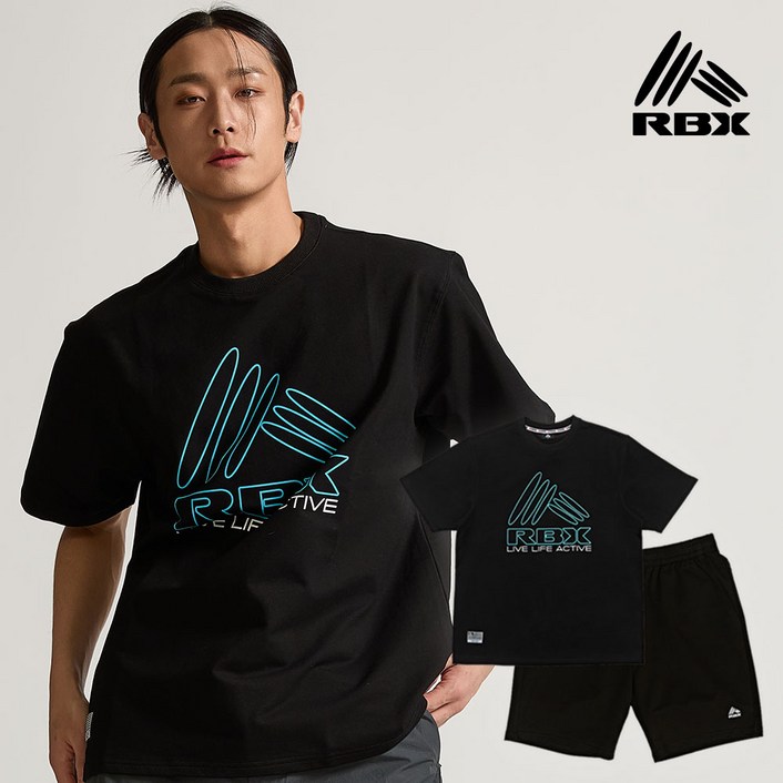 RBX 남여공용 반팔 반바지 셋업 오버핏 운동복 세트 여름 상하의 세트 반팔 티셔츠 반바지 트레이닝복